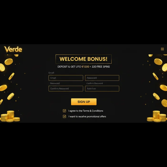 Verde registration form — account creation with email and password fields